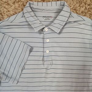UNTUCKit Men Size XL Blue Striped‎ Short Sleeve Polo Shirt